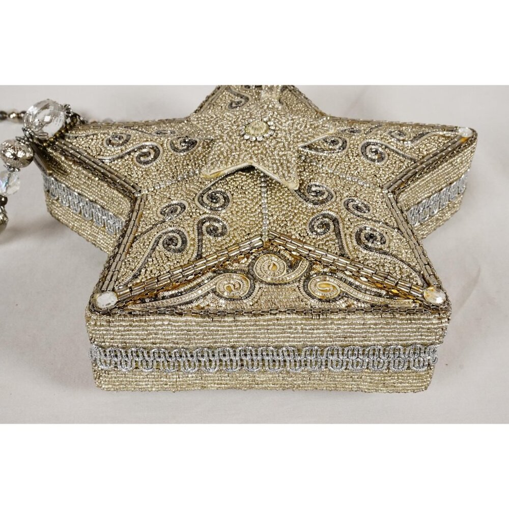 RARE Mary Frances Super Star Silver Gold Beaded Holiday Purse Handbag NEW!! - Picture 6 of 10